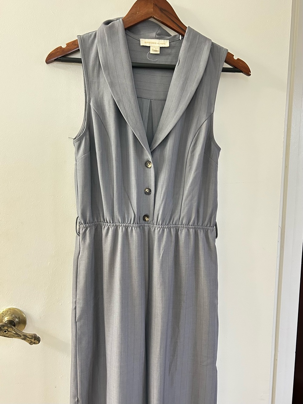Sleeveless Gray Button-Front romper